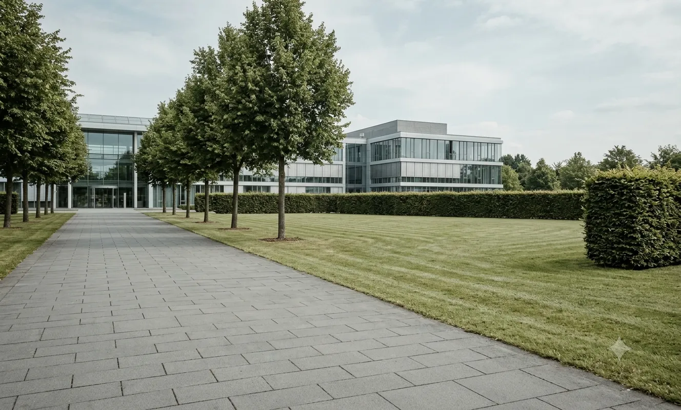 Repräsentative Außenanlage eines Firmengeländes