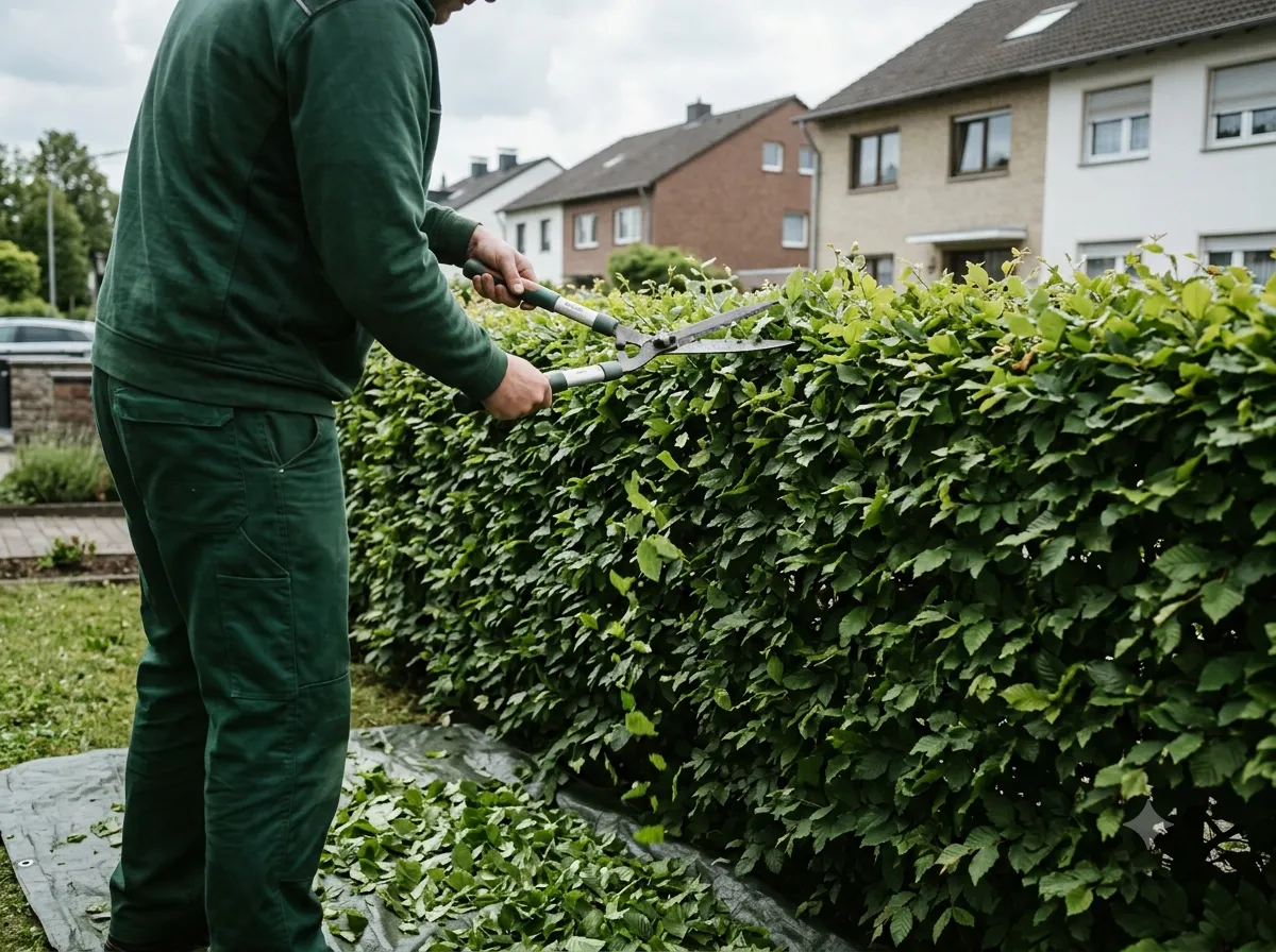 Heckenschnitt und Beetpflege in einem Privatgarten